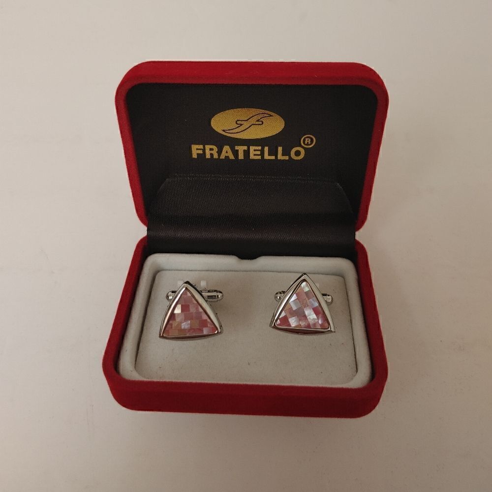 COPY - MEN'S FRATELLO. MAUVE, TRIANGLE ABSTRACT DESIGN CUFFLINKS.
